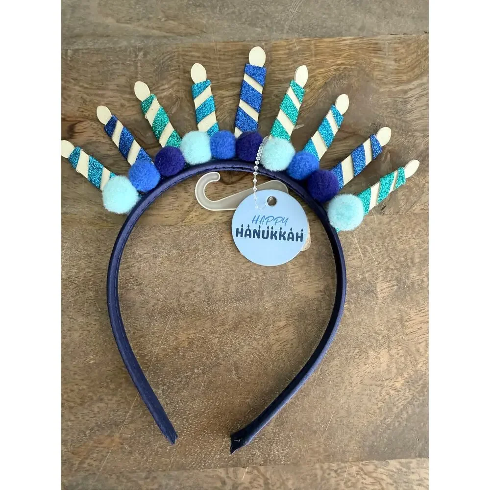 New Hanukkah Menorah and Dreidel Headband and Hair Clip Hair Accessories Set
